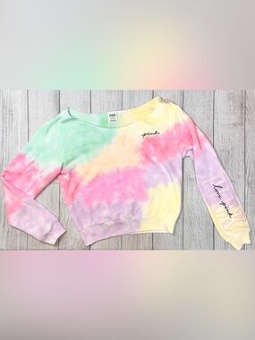 PINK Victoria's Secret Pastel Tie-Dye Crop Sweatshirt